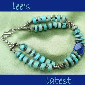 Turquoise Lapis Stone Sterling Silver Bracelet 925